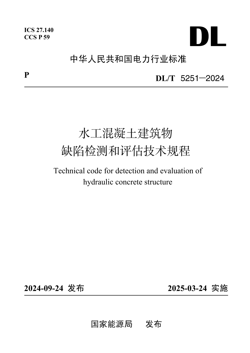 DL/T 5251-2024 水工混凝土建筑物缺陷检测和评估技术规程